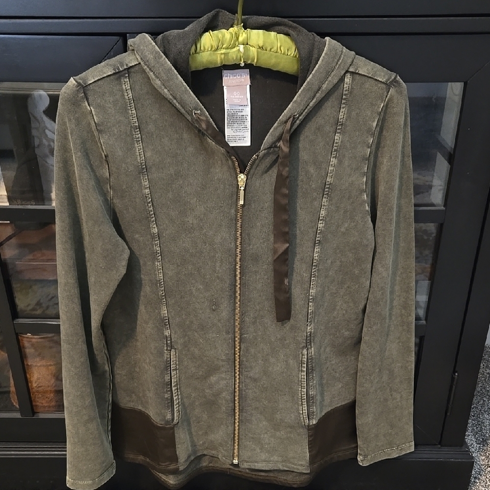 Chico's Zenergy Gray Zip-Up Hoodie